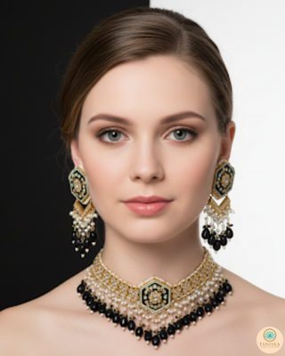 The Onyx Hexagon Majesty Necklace Set