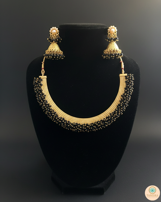 RANG-DE Pearl Necklace Set (Necklace, Earrings) - Black