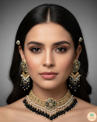 The Onyx Hexagon Majesty Necklace Set