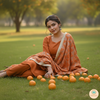 The Tangerine Glam Phulkari Dupatta
