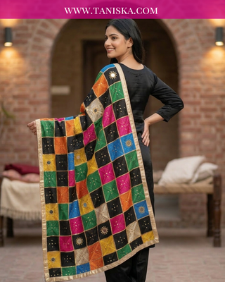 Midnight Onyx Jewel-Tone Bagh Phulkari