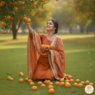 The Tangerine Glam Phulkari Dupatta