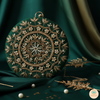 The Emerald Mandala Clutch Bag