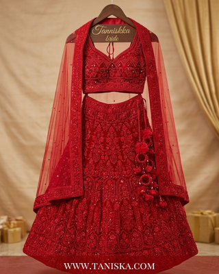 Scarlet Heritage Embroidered Bridal Lehenga