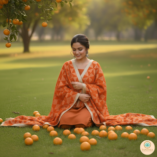 The Tangerine Glam Phulkari Dupatta