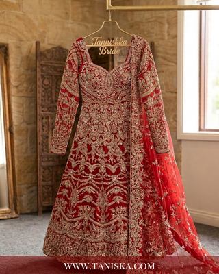 Regal Crimson Zardosi Bridal Lehenga