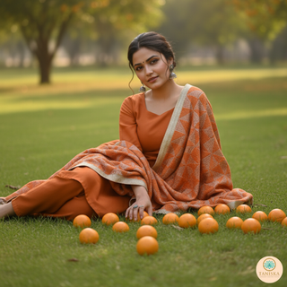 The Tangerine Glam Phulkari Dupatta
