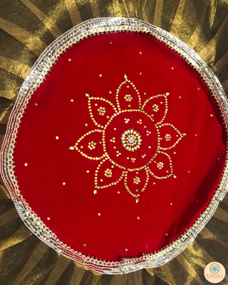 1 Red Multi-Purpose DORI RUMAL (Gift Bag, Thaal Cover, Potli Bag - Perfect for: Indian Wedding, Shagan Ceremony, Chunni Charhana, Bridal Shower, Baby Shower, Maiyan, Weddings, Favors, Shaadi, Walima)
