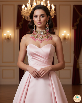 EESHA Pink Kundan Necklace Set