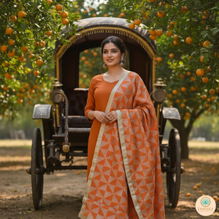 The Tangerine Glam Phulkari Dupatta