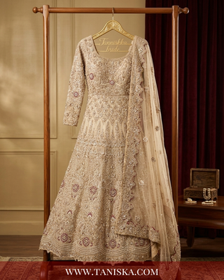 Champagne Gold Heavily Embellished Bridal Lehenga