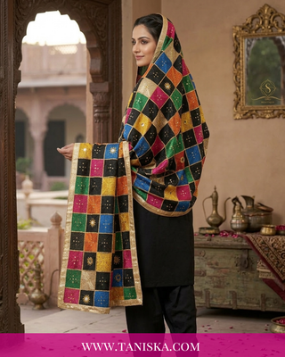 Midnight Onyx Jewel-Tone Bagh Phulkari