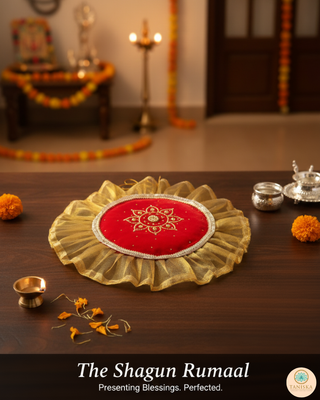 1 Red Multi-Purpose DORI RUMAL (Gift Bag, Thaal Cover, Potli Bag - Perfect for: Indian Wedding, Shagan Ceremony, Chunni Charhana, Bridal Shower, Baby Shower, Maiyan, Weddings, Favors, Shaadi, Walima)