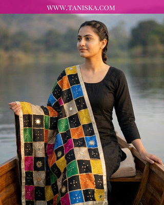 Midnight Onyx Jewel-Tone Bagh Phulkari