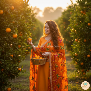 The Orange Star Bloom Phulkari Dupatta