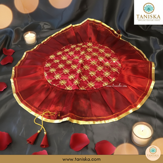 1 Maroon Multi-Purpose DORI RUMAL (Gift Bag, Thaal Cover, Potli Bag - Perfect for: Indian Wedding, Shagan Ceremony, Chunni Charhana, Bridal Shower, Baby Shower, Maiyan, Weddings, Favors, Shaadi, Walima)