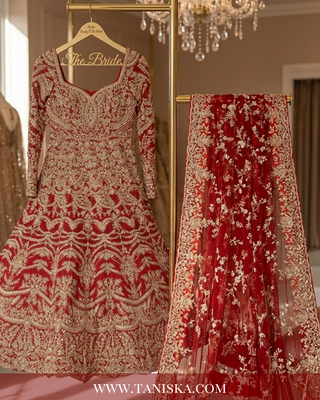 Regal Crimson Zardosi Bridal Lehenga
