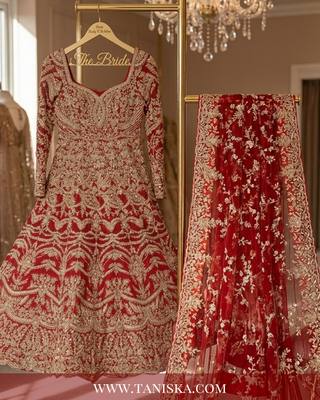 Regal Crimson Zardosi Bridal Lehenga - Bridal Lehnga