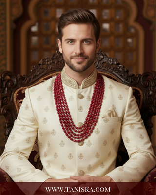 The Maharaja’s Ruby | Layered Crimson & Gold Mala