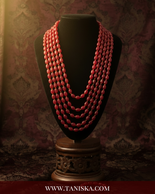 The Maharaja’s Ruby | Layered Crimson & Gold Mala
