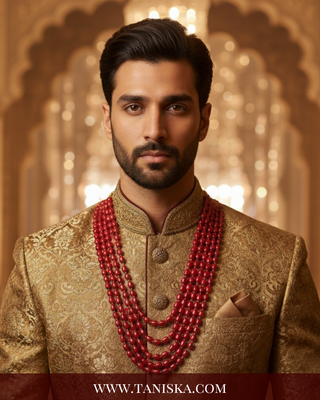 The Maharaja’s Ruby | Layered Crimson & Gold Mala