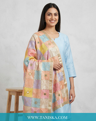Pure Heritage Pastel Bagh Phulkari