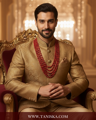 The Maharaja’s Ruby | Layered Crimson & Gold Mala