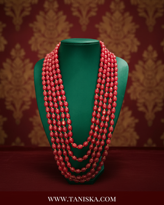 The Maharaja’s Ruby | Layered Crimson & Gold Mala