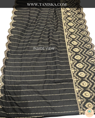 The Midnight Sultan | Striped Velvet Zardosi Groom’s Shawl