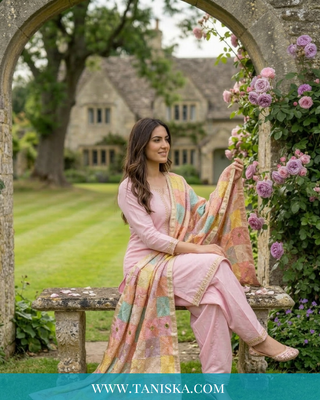 Pure Heritage Pastel Bagh Phulkari
