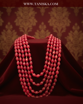 The Maharaja’s Ruby | Layered Crimson & Gold Mala