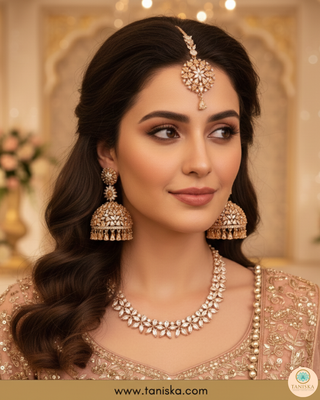 American Diamond Style Necklace Set - Rose Gold