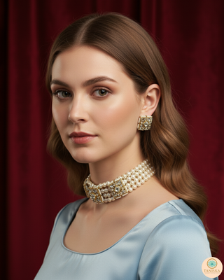 ROYAL Pearl Necklace Set - Golden