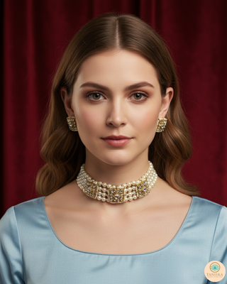 ROYAL Pearl Necklace Set - Golden