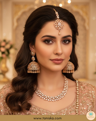 American Diamond Style Necklace Set - Rose Gold