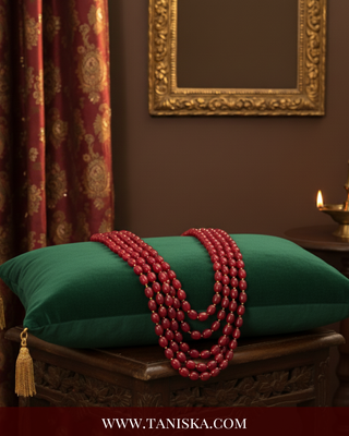 The Maharaja’s Ruby | Layered Crimson & Gold Mala