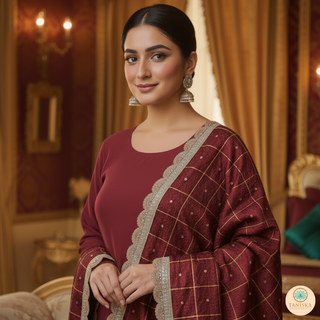 The Maroon Glam Phulkari Dupatta