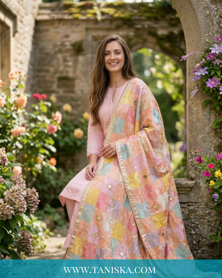 Pure Heritage Pastel Bagh Phulkari