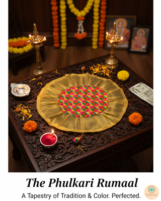 1 Phulkari Multi-Purpose DORI RUMAL (Gift Bag, Thaal Cover, Potli Bag - Perfect for: Indian Wedding, Shagan Ceremony, Chunni Charhana, Bridal Shower, Baby Shower, Maiyan, Weddings, Favors, Shaadi, Walima)