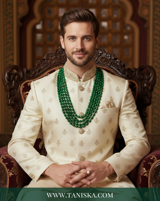 The Monarch’s Shield | Ornate Filigree Pearl Mala