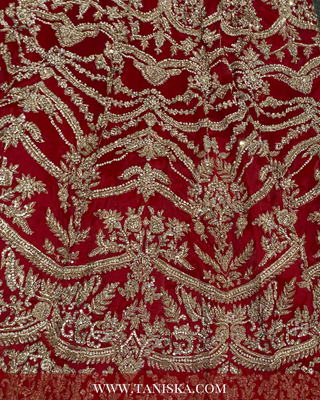 Regal Crimson Zardosi Bridal Lehenga
