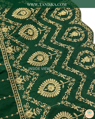 The Emerald Empire | Striped Velvet Zardosi Groom’s Shawl