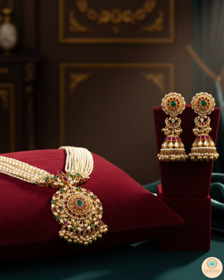 HEER Traditional Multi Pachi Kundan Long Haar Set