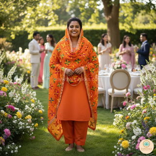 The Orange Star Bloom Phulkari Dupatta