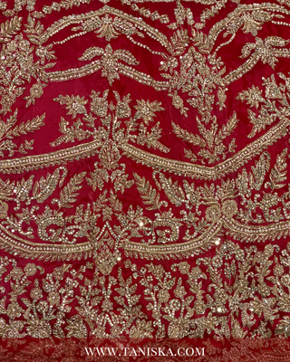 Regal Crimson Zardosi Bridal Lehenga