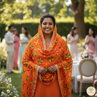 The Orange Star Bloom Phulkari Dupatta
