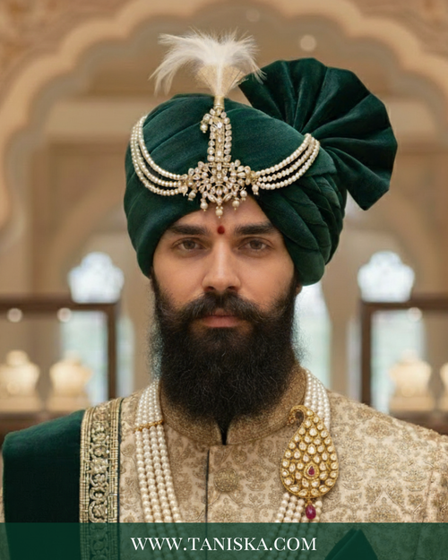 The Grand Vizier | Ornate Kundan & Ivory Plume Kalgi - Mens Bridal Kalgi