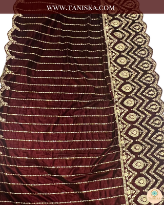 The Regal Crimson | Striped Velvet Zardosi Groom’s Shawl
