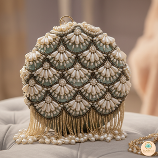 The Mint Pearl Cascade Clutch Bag