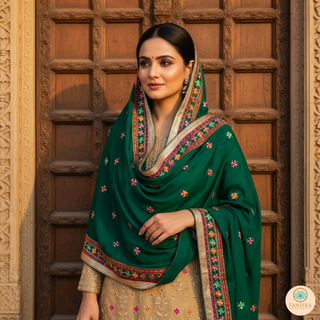The Royal Emerald Phulkari Dupatta